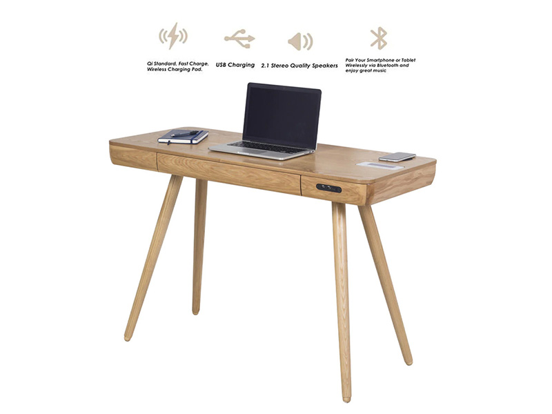 Skye Smart Speaker Charging Desk in Oak